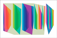 Fraction - Purple, Green, Teal, Pink Panoramic Art. 