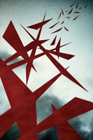 Turbulence - Burgundy and Grey Geometric Wall Art.